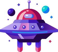 An illustration of a spaceship with a purple and blue color vector