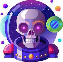A skull in an astronaut helmet with a space background vector