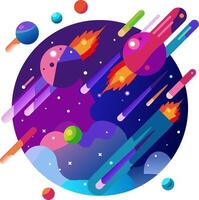 Space background with colorful planets and stars vector