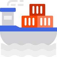 A cargo ship with red and blue boxes on it vector