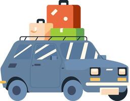 A car with luggage on top of it vector
