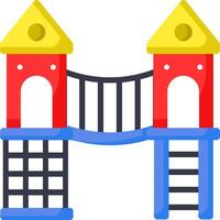 A playground set with two buildings and a ladder vector