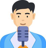 A man with a microphone in his hand vector