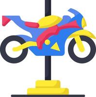 Motorcycle on a stand with a yellow pole vector