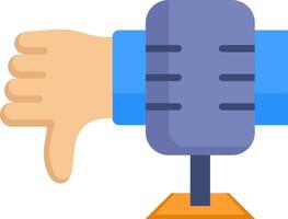 A hand holding a microphone and pointing down vector