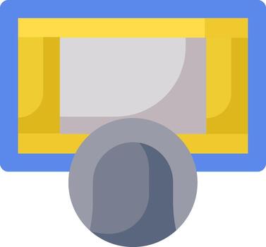 A flat image of a computer monitor with a mouse vector