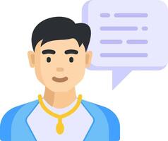 A man with a speech bubble and a necklace vector