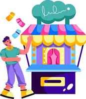A man throwing a ball at a carnival game vector