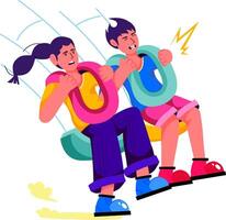 Two people are riding on a swing vector