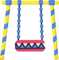A swing with a colorful frame and a blue and yellow rope vector