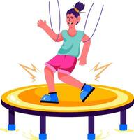 A girl is jumping on a trampoline vector