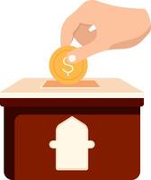 Hand putting coin in box vector