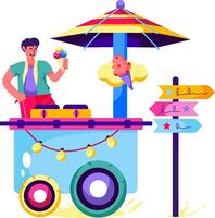 A man selling ice cream on a cart vector