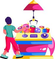 A person playing a game with a toy vector