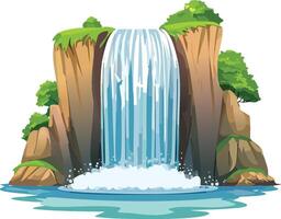 illustration of a tree in the waterfall vector