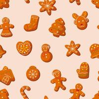 Seamless Pattern Of Sweet Ginger Bread Cookies vector