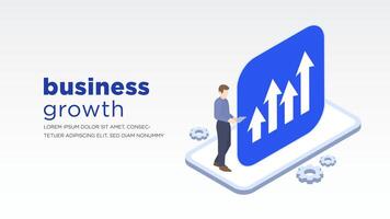 Isometric Business growth target with smartphone vector