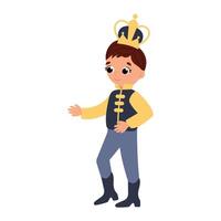 Hand drawn prince on white isolated background vector