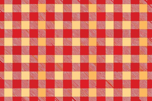 A red and yellow checkered tablecloth