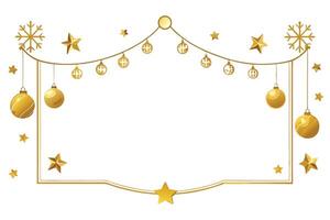 Golden christmas frame with stars and ornaments vector