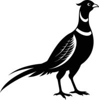 A black and white pheasant silhouette on a white background vector