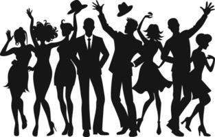 Silhouettes of people dancing at a party vector