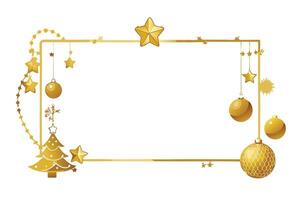 Christmas frame with gold decorations vector