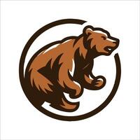 a brown bear running in a circle logo vector