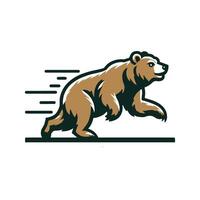 a bear running on the ground with a speed logo vector