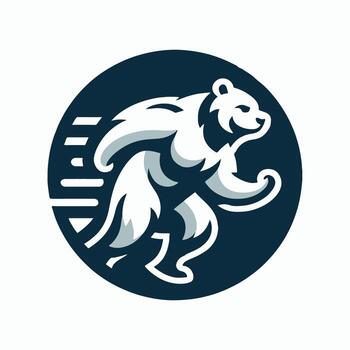 a bear running in a circle with a black and white background vector