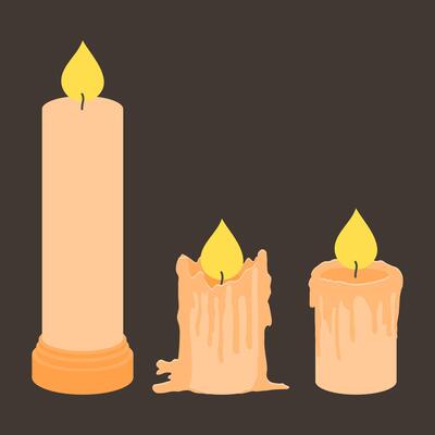 Melting Candle. Burning Decorative Candle Icon. Cylinder Candle Element.