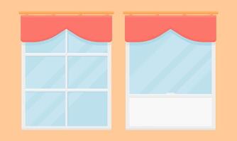 Clean Glass Window. Double Window Element. Exterior Window Illustration. vector