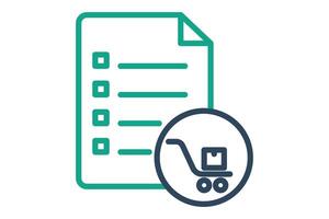 Purchase order icon. line icon style. documents with shopping cart. icon related to procurement. procurement management elements illustration vector