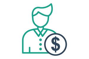 Customer icon. line icon style. people with dollar. icon related to procurement. procurement management elements illustration vector