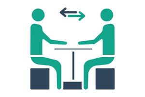 Negotiation icon. solid icon style. people around table. icon related to procurement. procurement management elements illustration vector
