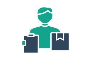 Supplier icon. solid icon style. people with list and products. icon related to procurement. procurement management elements illustration vector
