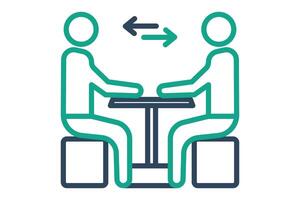 Negotiation icon. line icon style. people around table. icon related to procurement. procurement management elements illustration vector