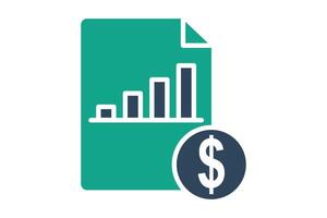 Cost icon. solid icon style. document with dollar and chart. icon related to procurement. procurement management elements illustration vector