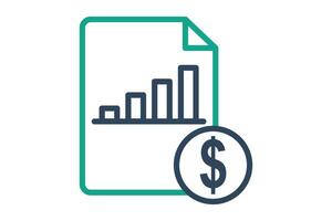 Cost icon. line icon style. document with dollar and chart. icon related to procurement. procurement management elements illustration vector