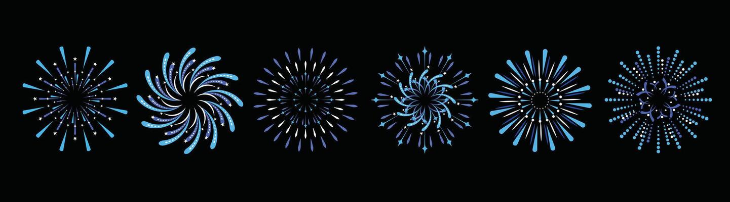illustration of colorful fireworks Isolated on a black background.