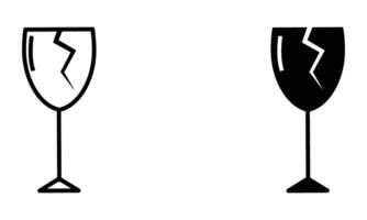 Broken glass and illustration of fragile sign vector