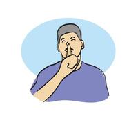 man with finger to lips to keep quiet illustration hand drawn isolated on white background vector