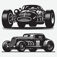 Retro Racing Car Silhouette Isolated on White Background for Projects vector