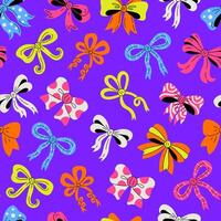 Festive Seamless Pattern with colorful decorative Bows vector