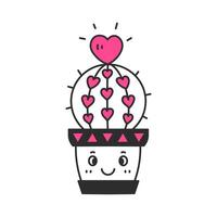 Cute Cactus in Pot with Heart Shape vector