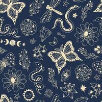Celestial Bohemian Seamless Pattern vector