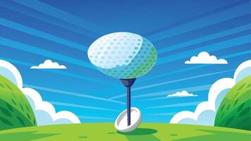golf ball on tee with sky background vector