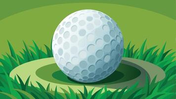 golf ball on green grass with a hole in the middle vector