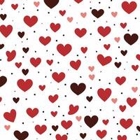 Heart pattern, red hearts on a white background, flat design, simple shapes, cute vector