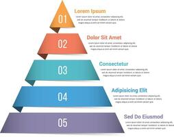 Pyramid infographic template with five elements vector